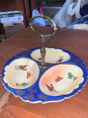 Vintage Lancaster Hanley England Porcelain 3 Section Serving Dish With Handle